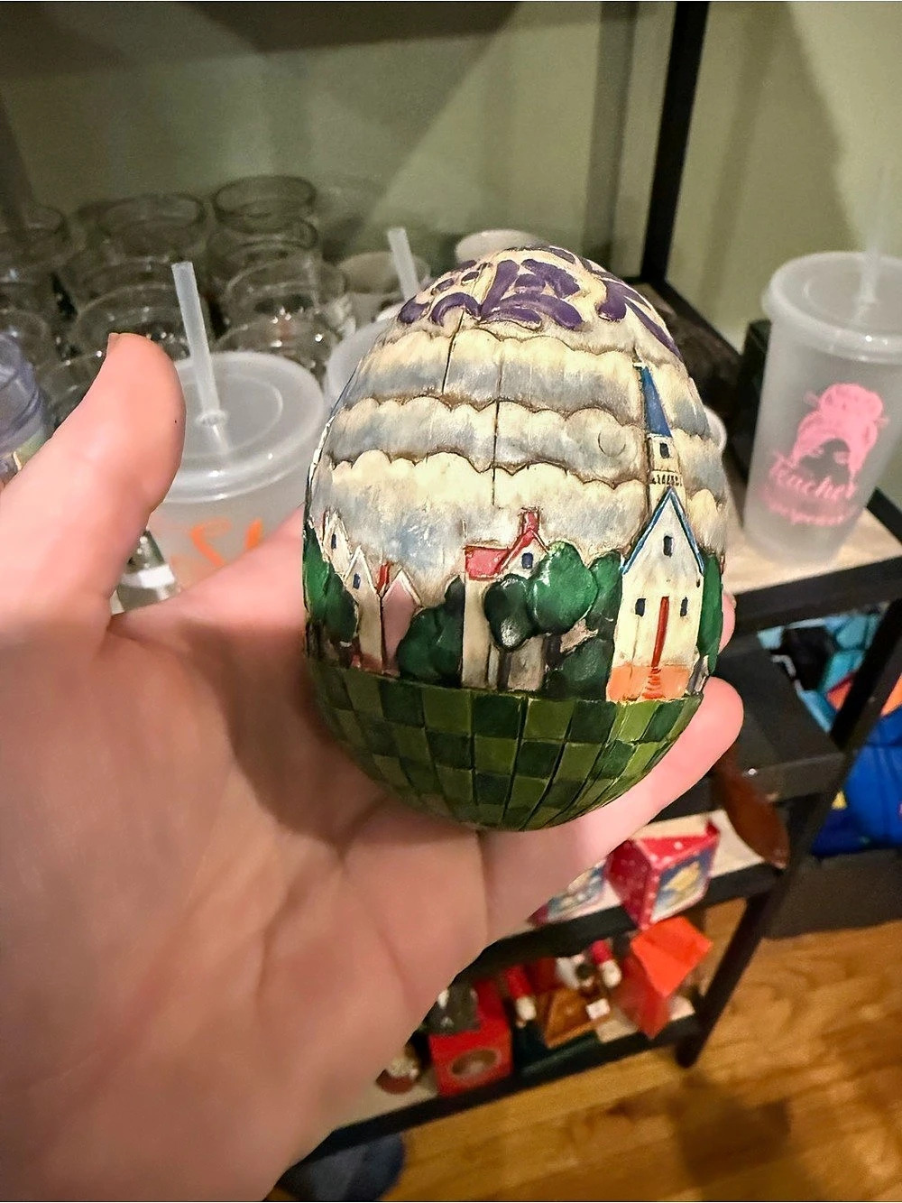 Jim Shore Heartwood Creek Let Us Rejoice Church Egg Figurine Ornament